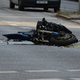 Štajerka z motorjem silovito trčila v dva avtomobila, odpeljali so jo s helikopterjem