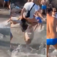 VIDEO: Skiper na plaži odrinil žensko, mož jo je branil s pestmi in “ninja brco”