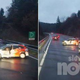 Nesreča na avtocesti proti Višnji Gori: avto čez dva pasa (FOTO)