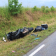 (FOTO) Dva poškodovana v trčenju motornega kolesa in osebnega vozila
